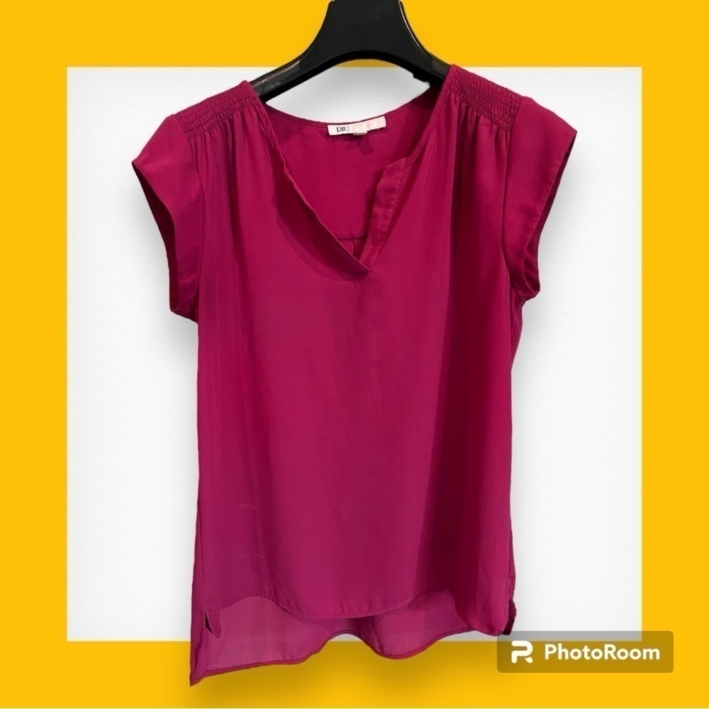 DR2 Pink Sheer Ruffle Sleeve Blouse XS